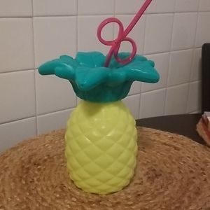 PINK pineapple pink colada cup with straw